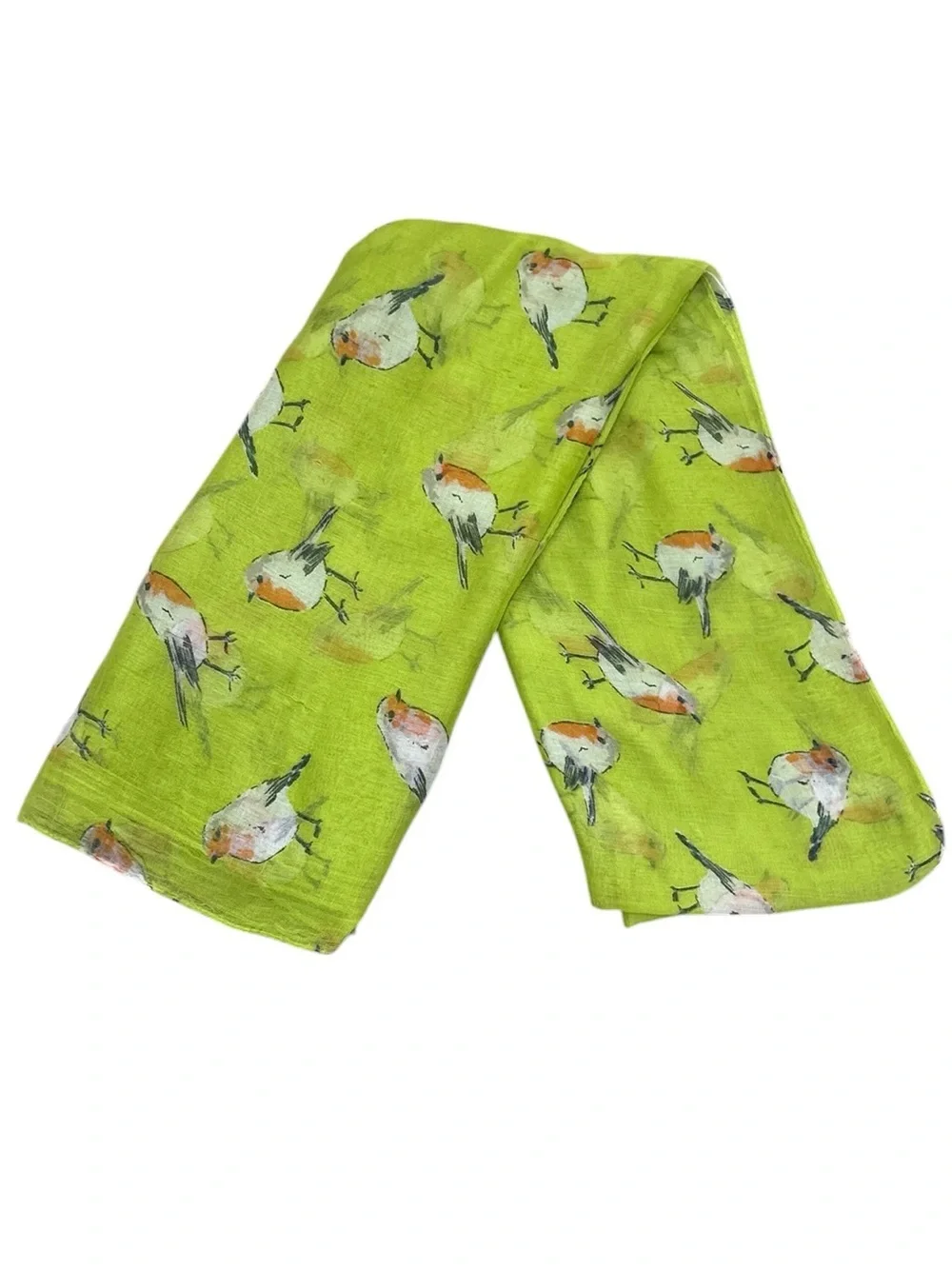 Unbranded chartreuse orange Bird-Print Lightweight viscose Scarf 74 x 34 inches
